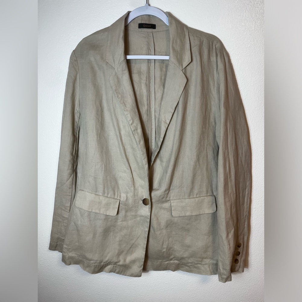 Quince 100% European Linen Blazer in Driftwood Size L - Picture 5 of 10